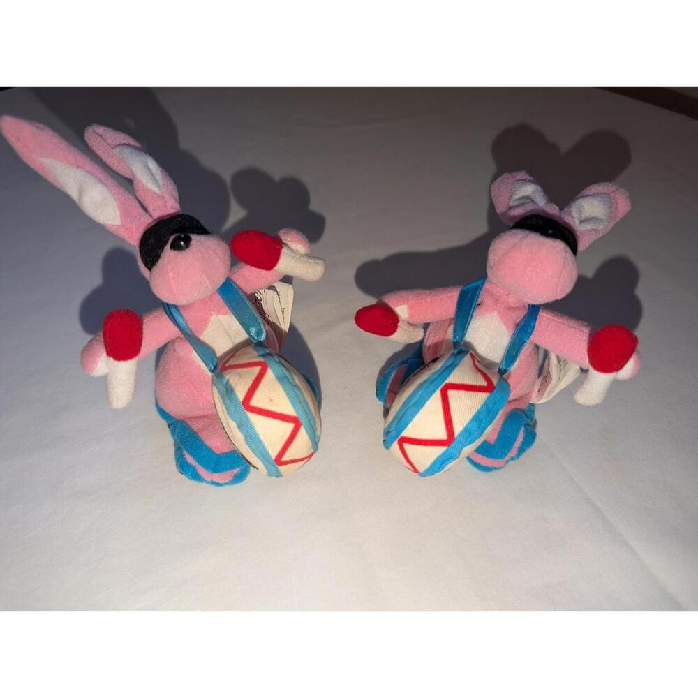 Vintage 1997 Energizer Bunny Pink Plush Drum  Toy Set Of 2